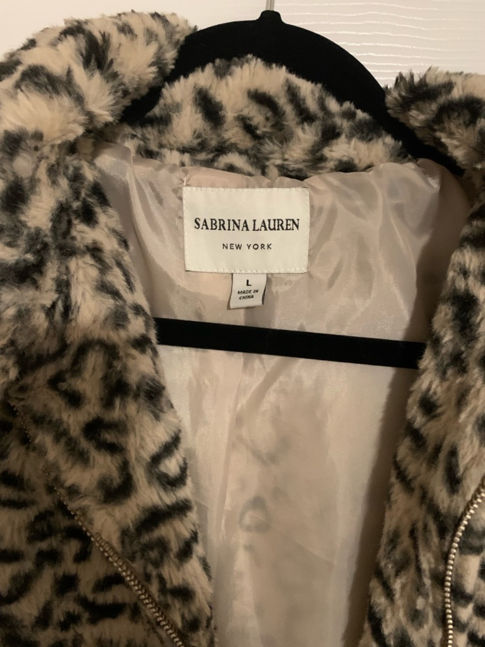 Leopard Print Faux Fur Jacket - Beige/Black - Picture 2 of 4